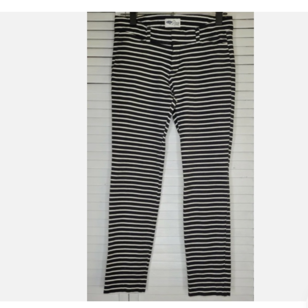 Old Navy Le Pixie Cropped Ankle Pants 0 24 Reg Black White Stripe